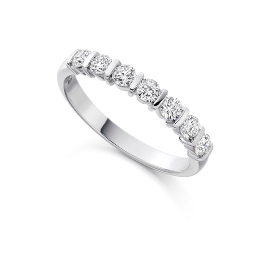 Sterling Silver Ring - 0.50ct Round Brilliant Cut Bar Set CZ Ring