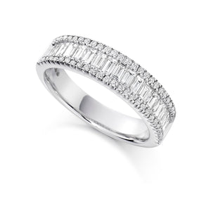 Sterling Silver 1.25ct Round Brilliant Cut and Baguette Cut CZ Ring