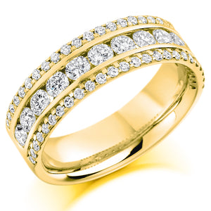 1.35ct Dual Set Round Brilliant Cut Diamond Eternity Ring  Setting - Micro-claw Set, Channel Set  Width of band - 6.30mm  Diamond Coverage - 50%