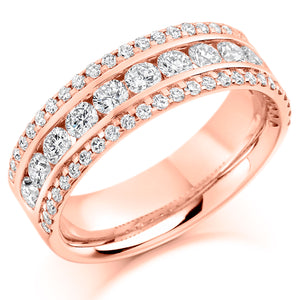 1.35ct Dual Set Round Brilliant Cut Diamond Eternity Ring  Setting - Micro-claw Set, Channel Set  Width of band - 6.30mm  Diamond Coverage - 50%