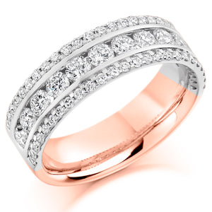 1.35ct Dual Set Round Brilliant Cut Diamond Eternity Ring  Setting - Micro-claw Set, Channel Set  Width of band - 6.30mm  Diamond Coverage - 50%