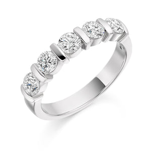 1ct Round Brilliant Cut Diamonds Bar set Wedding Ring - (Home Try-On)