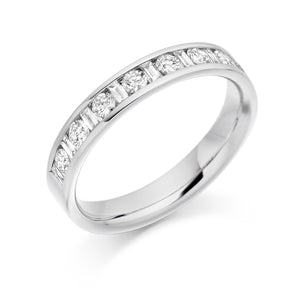 0.50ct Round Brilliant Cut and Baguette Cut Diamonds Eternity Ring - (Home Try-On)