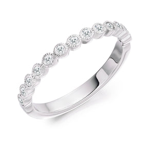 Sterling Silver Round Brilliant Cubic Zirconia Rubover Set Eternity Ring