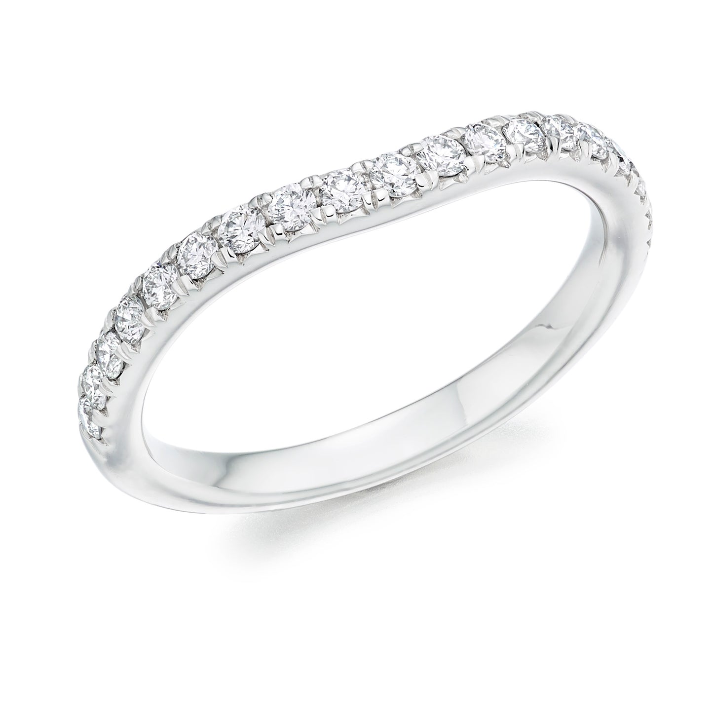 Sterling Silver 0.35ct CZ Curved Band Ring - Delicate 2.1mm