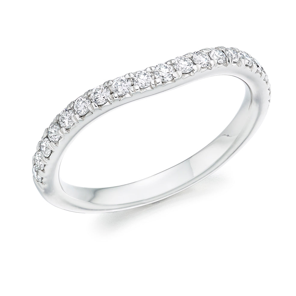 Sterling Silver 0.35ct CZ Curved Band Ring - Delicate 2.1mm
