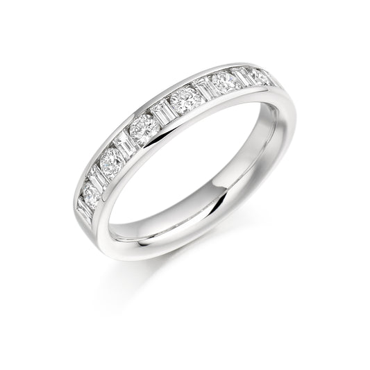 Sterling Silver ring with CZ stones Round Brilliant & Baguette Cut
