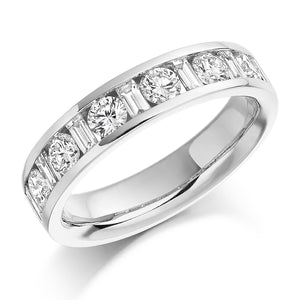 Sterling Silver Round Brilliant & Baguette Cut CZ Ring