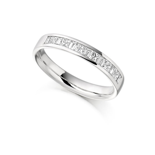 Sterling Silver Ring - CZ stones Princess & Baguette Cut