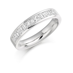 Setling Silver 1ct CZ Princess & Baguette Cut Eternity Ring