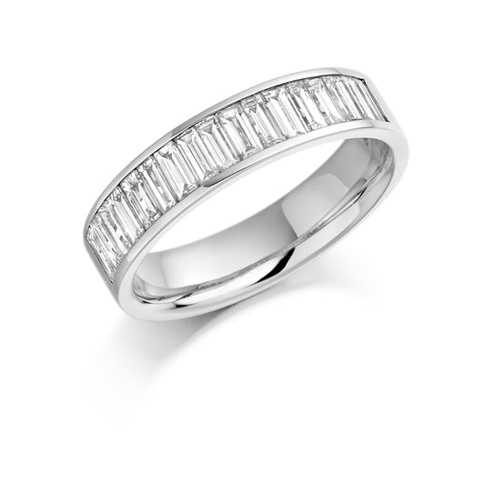 Sterling Silver with 1ct CZ Baguette Cut Channel Set  Ring