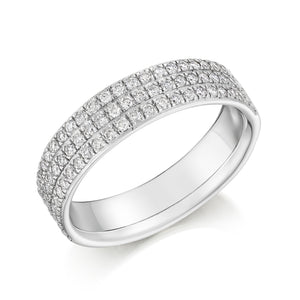 0.50ct Round Brilliant Cut Diamond Treble Row Wedding Ring - (Home Try-On)
