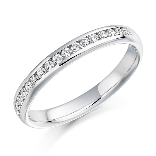 Sterling Silver Round Brilliant Cut Channel Set Ring