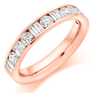 1ct Baguette and Round Brilliant Cut Diamond Ring