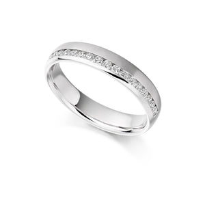 Sterling Silver Round Brilliant Cut Cubic Zirconia in a Channel Setting Ring