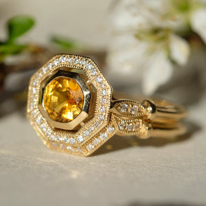 18ct Gold Yellow Sapphire and Diamond Ring