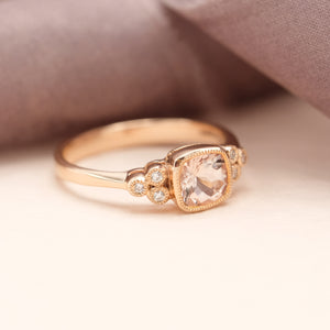 9ct Rose Gold 7st Morganite Diamond Ring