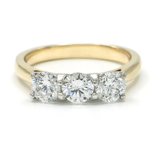 1.50ct 18ct Gold Three Stone Diamond Engagement Ring with Plain Shoulders