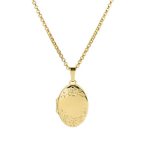 9ct gold oval shaped engraved locket