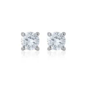White gold diamond solitaire stud earrings