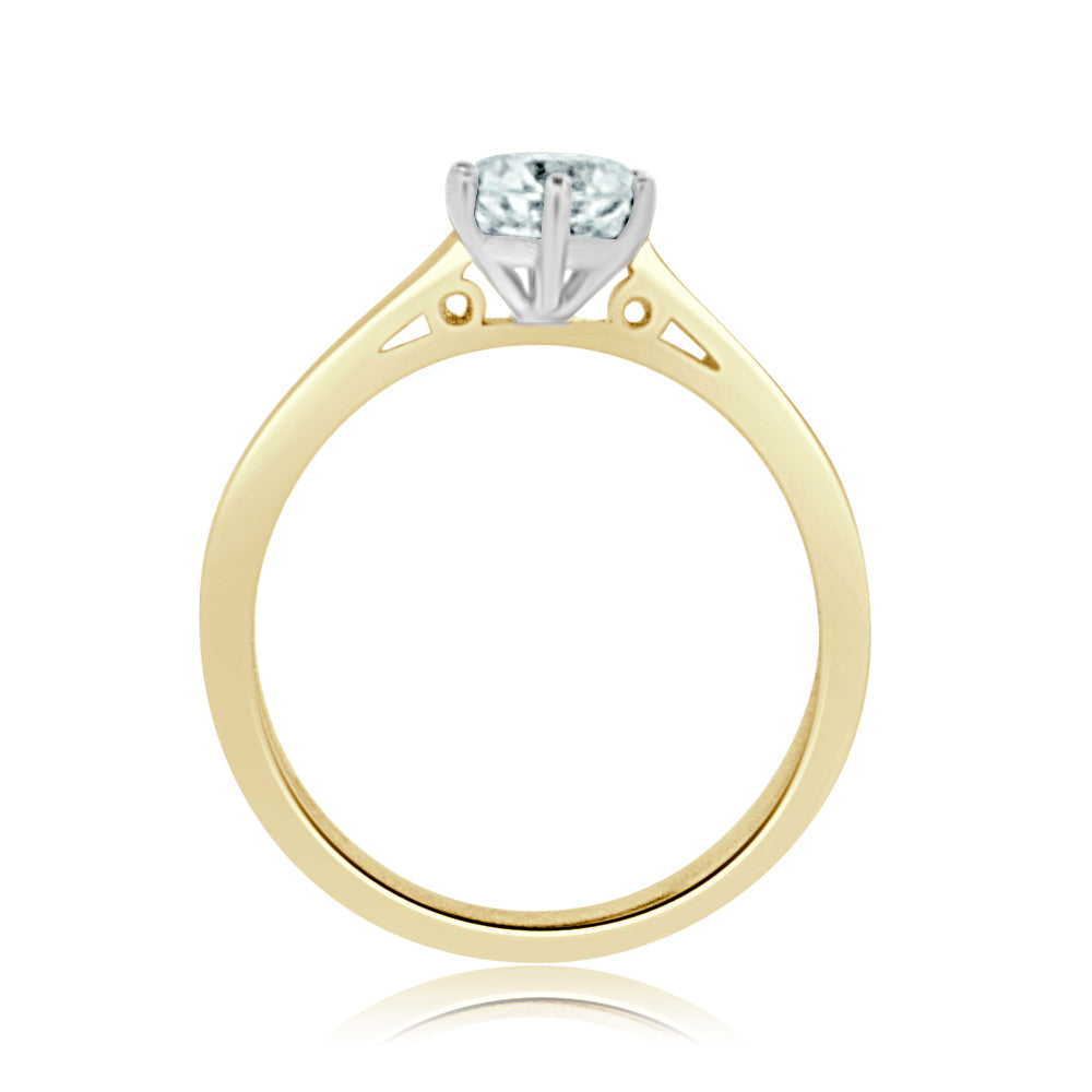 0.75ct Round 0.75ct Brilliant Cut Diamond in a six claw setting, plain band