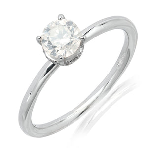 18ct White Gold Solitaire Diamond Ring (With a hidden Halo)