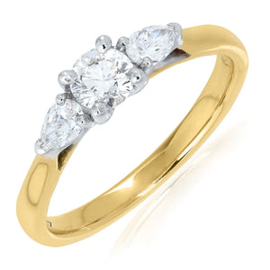 0.56ct 18ct Gold Three Stone Diamond Engagement Ring with Plain Shoulders