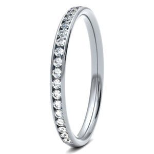 Round Brilliant Cut Chanel Set Wedding ring.  Diamond coverage 50%  Total Diamond Weight 0.20ct.
