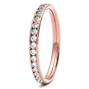Round Brilliant Cut Chanel Set Wedding ring.  Diamond coverage 50%  Total Diamond Weight 0.25ct.