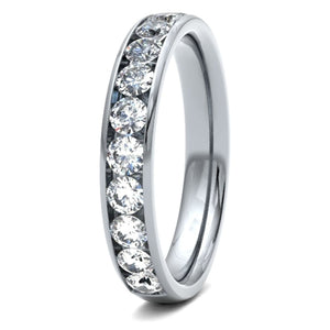 Round Brilliant Cut Chanel Set Wedding ring.  Diamond coverage 50%  Total Diamond Weight 0.75ct.