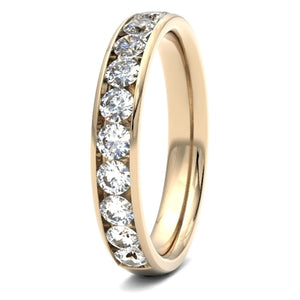Round Brilliant Cut Chanel Set Wedding ring.  Diamond coverage 50%  Total Diamond Weight 0.75ct.