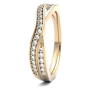 18ct 0.25ct Round Brilliant Cut Entwined Double Row Wedding ring.  18ct Yellow/Red/White Gold, also available in Platinum.  Diamond coverage 50%  Total Diamond Weight 0.25ct.