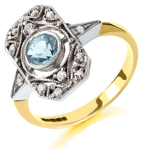Product image of aquamarine and diamond Art Deco style ring
