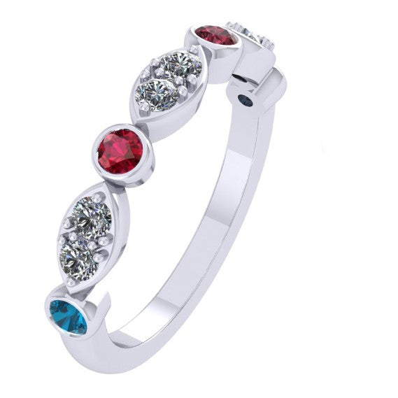 18ct Gold Eternity Ring with Four Birthstones