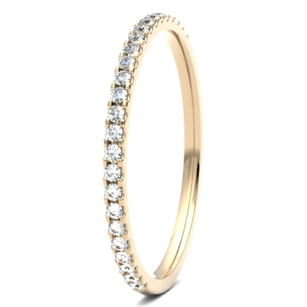0.15ct Round Brilliant Cut Diamonds in Mini Claw setting Wedding ring.  18ct Yellow/Red/White Gold, also available in Platinum.  Diamond coverage 50%  Total Diamond Weight 0.15ct.