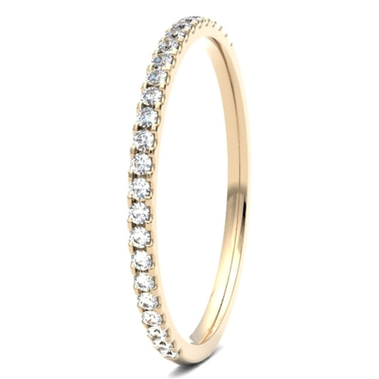 0.15ct Round Brilliant Cut Diamonds in Mini Claw setting Wedding ring.  18ct Yellow/Red/White Gold, also available in Platinum.  Diamond coverage 50%  Total Diamond Weight 0.15ct.