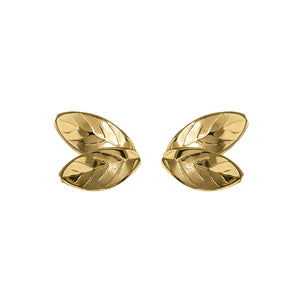 Gold leaf shaped stud earrings