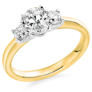Oval Three Stone Diamond Engagement Ring - 1.00ct