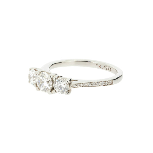 1.00ct Three Stone Engagement ring with Diamond Set Shoulders - Total Diamond Weight 1.15ct