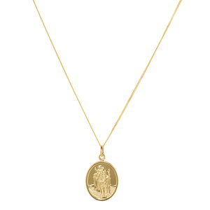 9ct gold St Christopher medal on 9ct gold chain