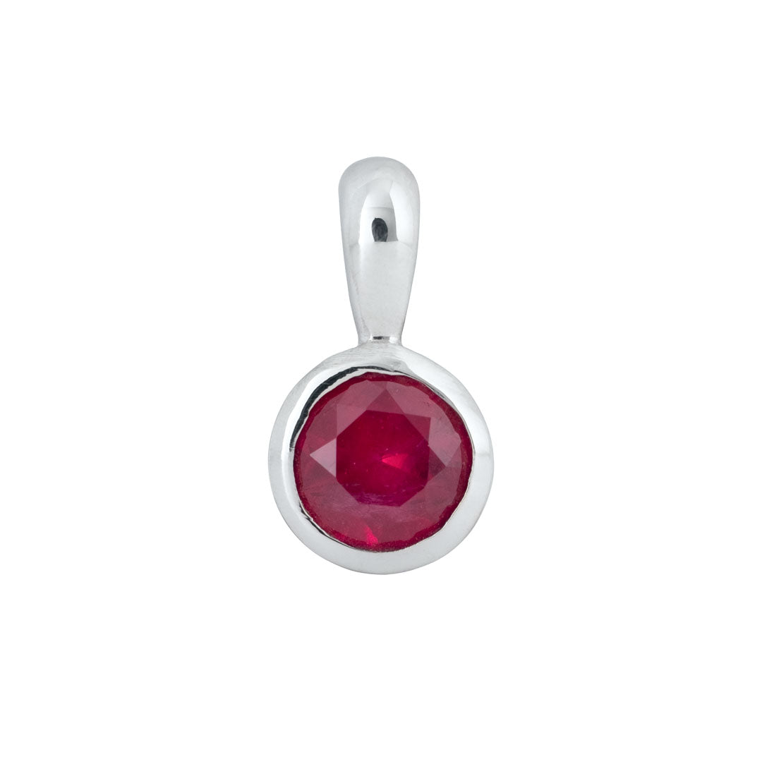 9ct White Gold Ruby Birthstone Charm