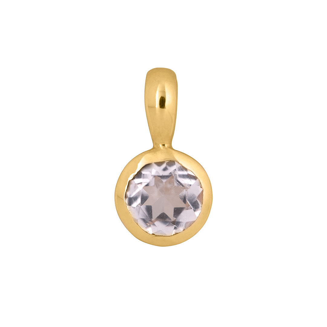 White topaz yellow gold birthstone charm