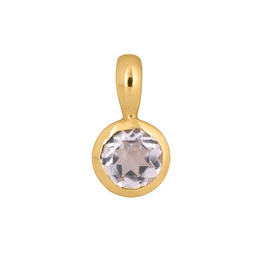 White topaz yellow gold birthstone charm
