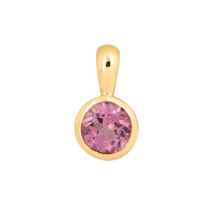 Pink tourmaline birthstone charm in 9ct yellow gold