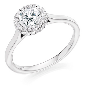 0.75ct Halo Engagement ring with Plain Shoulders - Total diamond weight 1.00ct - Home Try-On (€6,855)