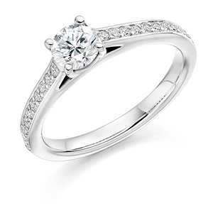 0.50ct Round Brilliant Cut Solitaire With Diamond Set Shoulders Engagement Ring - Home Try-On (€5,600.00)