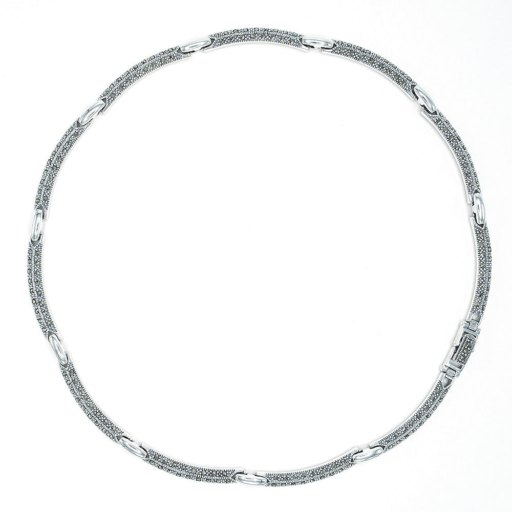 Marcasite Silver Bar Necklace