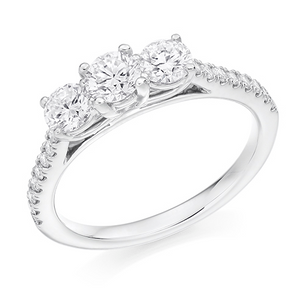 0.88ct Three Stone Engagement Ring with Diamond set Shoulders (1.03ct in total) - Home Try-On (€4,995.00)