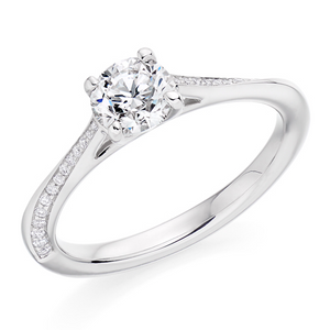 0.75ct Solitaire Engagement Ring with Diamond Set Shoulders - Home Try-On (€8,900)
