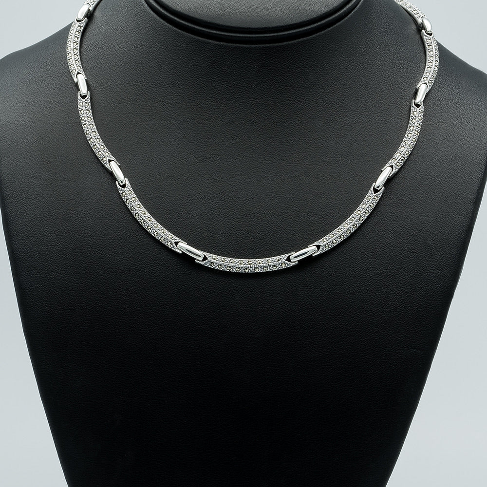 Marcasite Silver Bar Necklace
